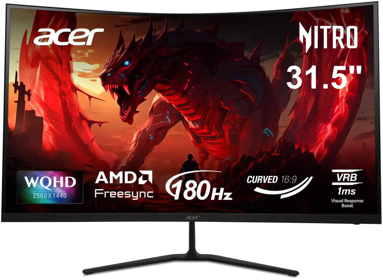 Acer Nitro ED323QU P1bmiipx 31.5" 1000R Curved WQHD(2560 x 1440) Zero Frame Gaming Monitor
