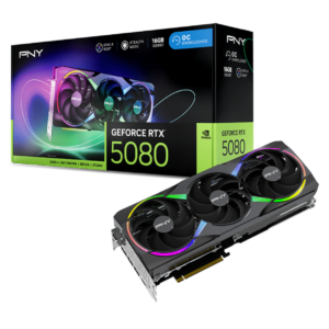 PNY GeForce RTX™ 5080 ARGB EPIC-X RGB™ Overclocked Triple Fan 16GB GDDR7 PCLe 5.0 Graphics Card