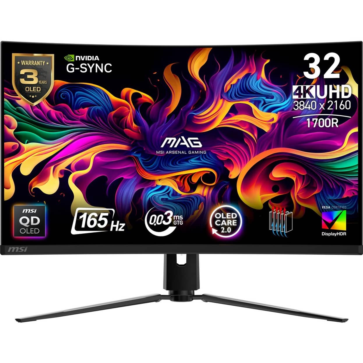 MSI 32" 165Hz OLED UHD Gaming Monitor Adaptive Sync MAG 321CUP QD-OLED